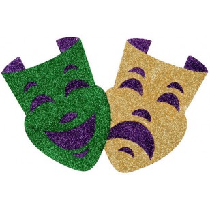 Mardi Gras Glittered Comedy & Tragedy Plaque